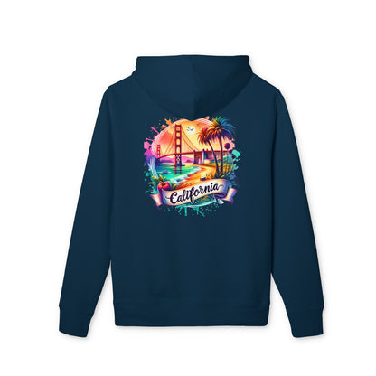 California Sunset Hoodie — Colorful Golden Gate Palm Beach Graphic