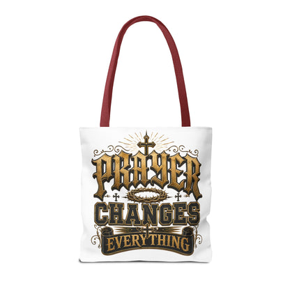 Prayer Changes Everything Tote Bag - Inspirational Christian Canvas Tote