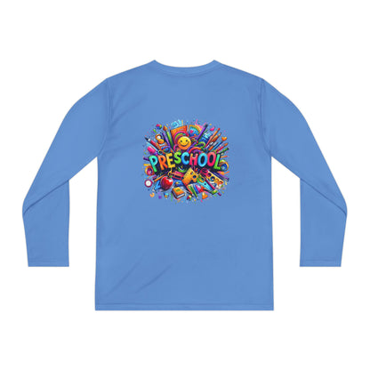 Youth Preschool Long Sleeve Tee - Colorful School Supplies Design