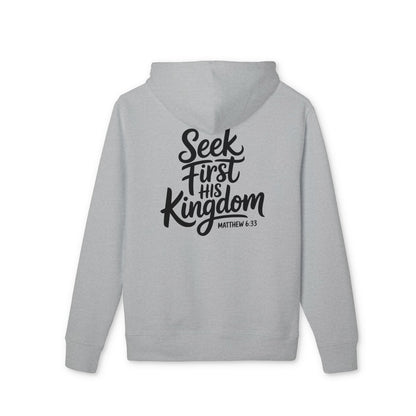 Seek First His Kingdom Hoodie — Christian Faith Quote Pullover (Matthew 6:33)