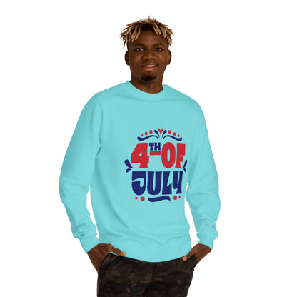 4th of July Sweatshirt — Patriotic Red & Blue Independence Day Crewneck