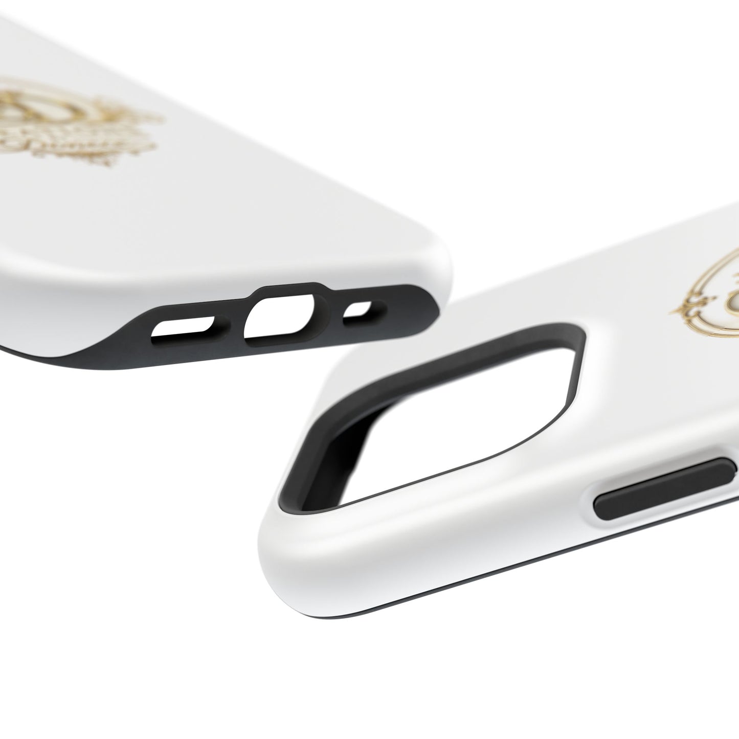 Magnetic Impact-Resistant Phone Case — Gold Floral Crest Logo