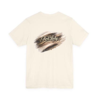 First Lady Brushstroke Tee — Elegant Script Graphic T‑Shirt
