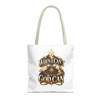 When I Can’t, God Can Christian Tote Bag – Faith Inspirational Beach Carryall