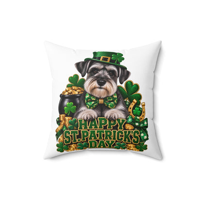 St. Patrick's Schnauzer Pillow — Happy St. Patrick’s Day Decorative Throw Pillow