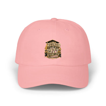 1977 Class Reunion Dad Cap – Vintage Gold Shield Embroidered Hat
