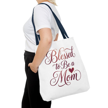 Blessed to Be a Mom Tote Bag – Mother's Day Floral Script Gift