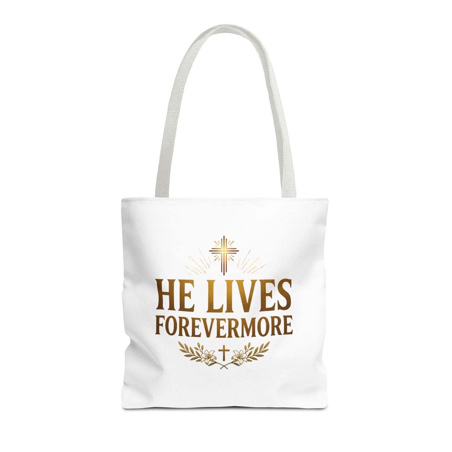 He Lives Forevermore Tote Bag – Christian Faith Cross Easter Canvas Tote