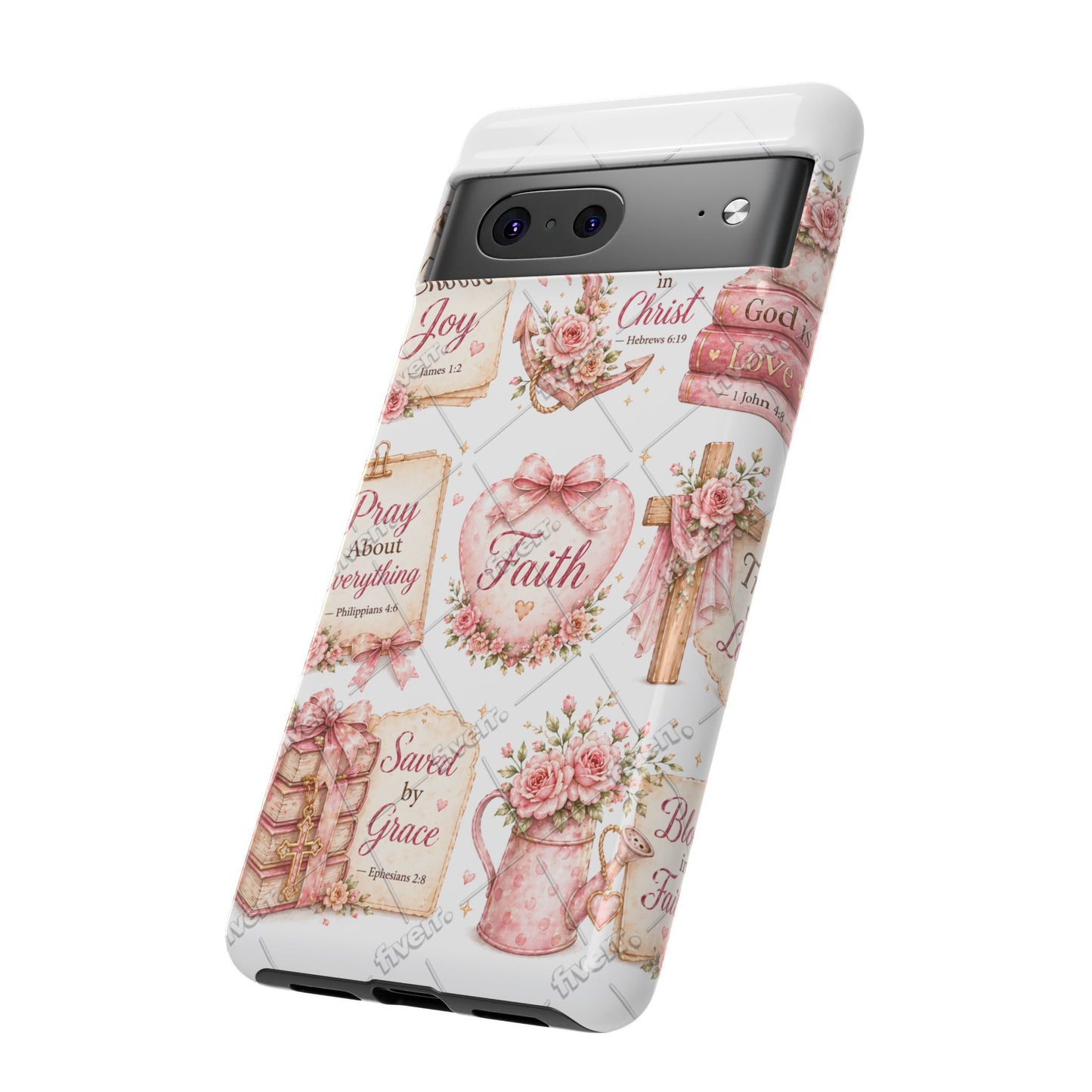 Faith Floral Phone Case – Christian Inspirational Scripture iPhone Cover (Choose Joy, Pray, Faith)