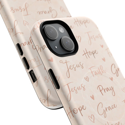 Christian Words Tough Magnetic Phone Case — Hope Pray Grace Jesus Faith