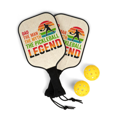 Pickleball Paddle Set — "Dad The Man The Myth The Pickleball Legend" Paddle Kit