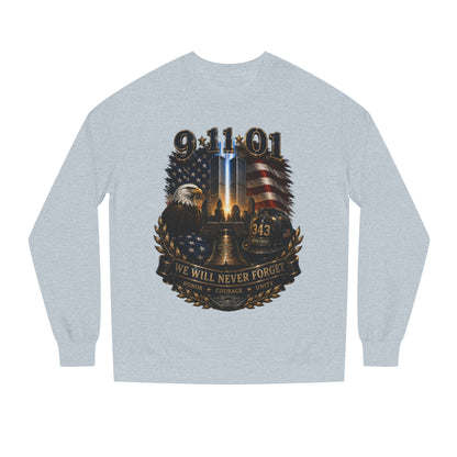 9/11 Remembrance Crewneck Sweatshirt — We Will Never Forget Memorial Tee