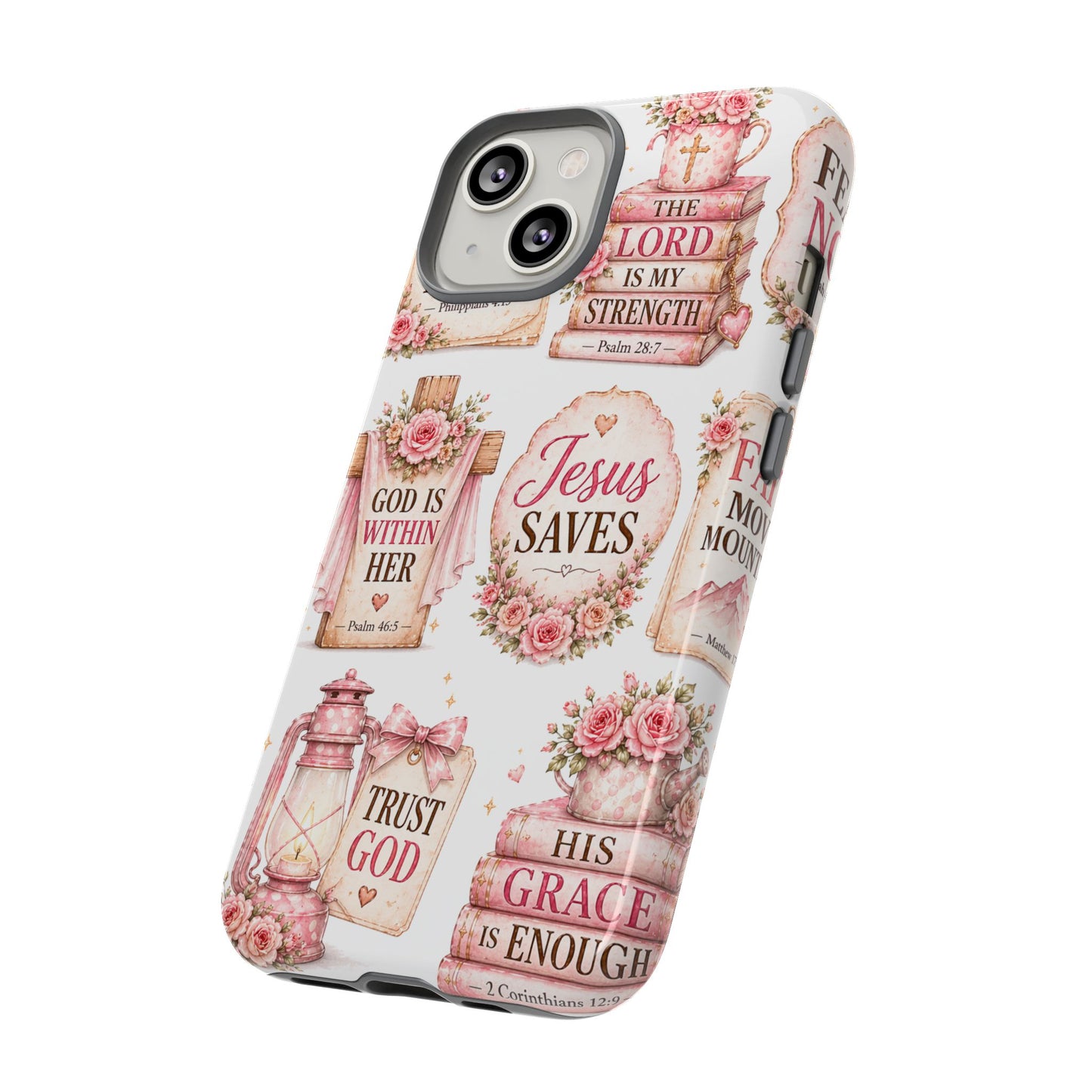 Faith Phone Case — 'Jesus Saves' Floral Christian Scripture iPhone Case