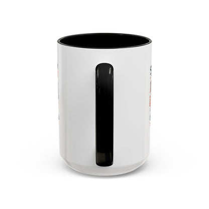 Dad Coffee Mug — Patriotic "DAD" Design with Loving, Hardworking, Protector Keywords (11/15oz Accent Mug)