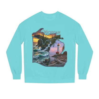 Michigan Lakes State Sweatshirt — Lighthouse & Great Lakes Scenic Pullover