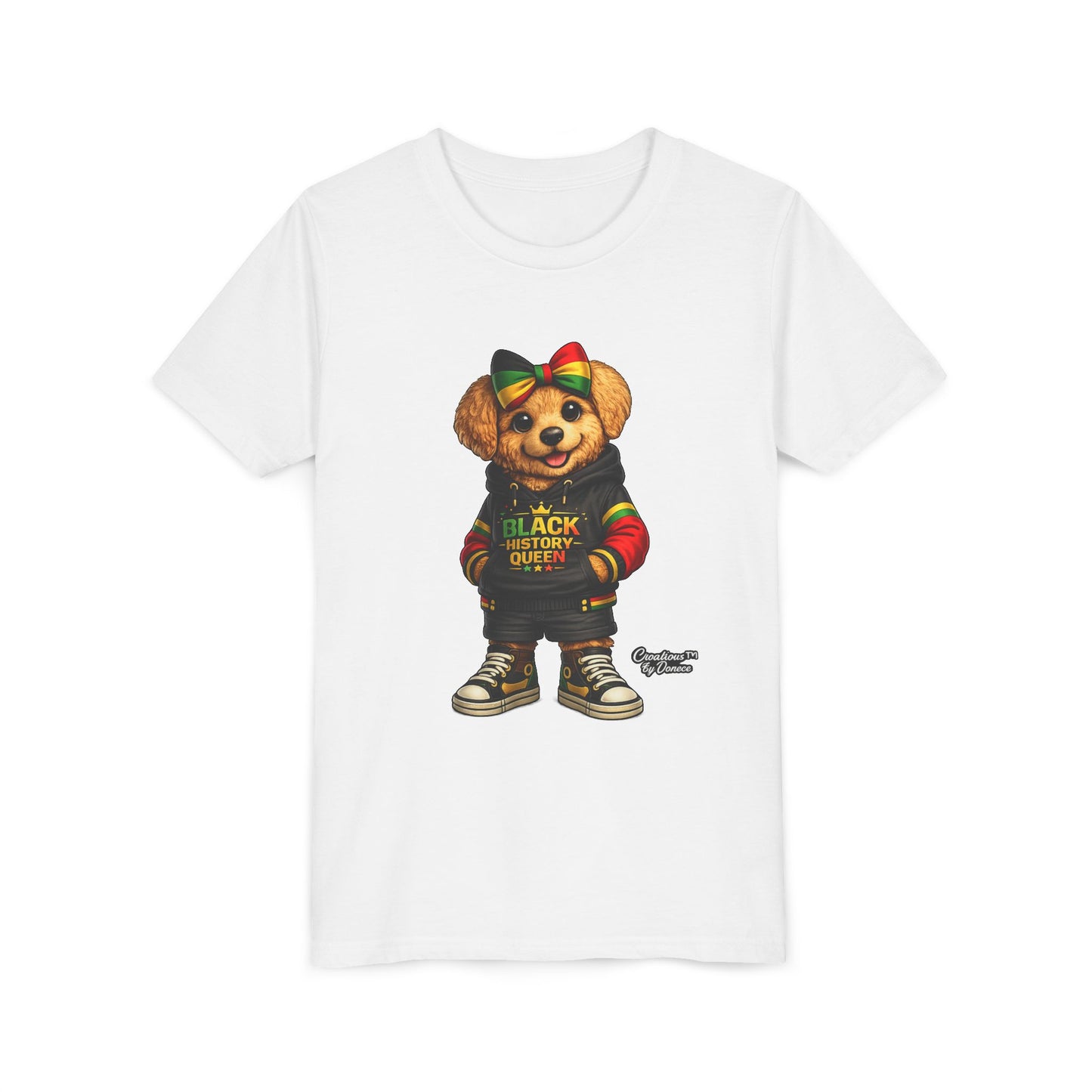 Youth Tee — Black History Queen Bear Graphic T-Shirt