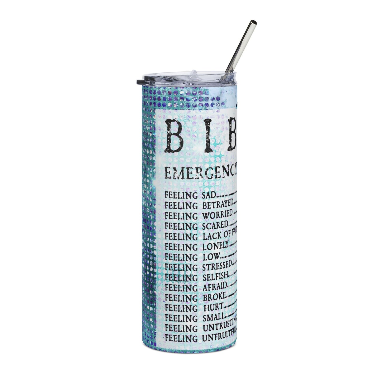 Bible Emergency Numbers Stainless Steel Tumbler 20oz Christian Travel Mug
