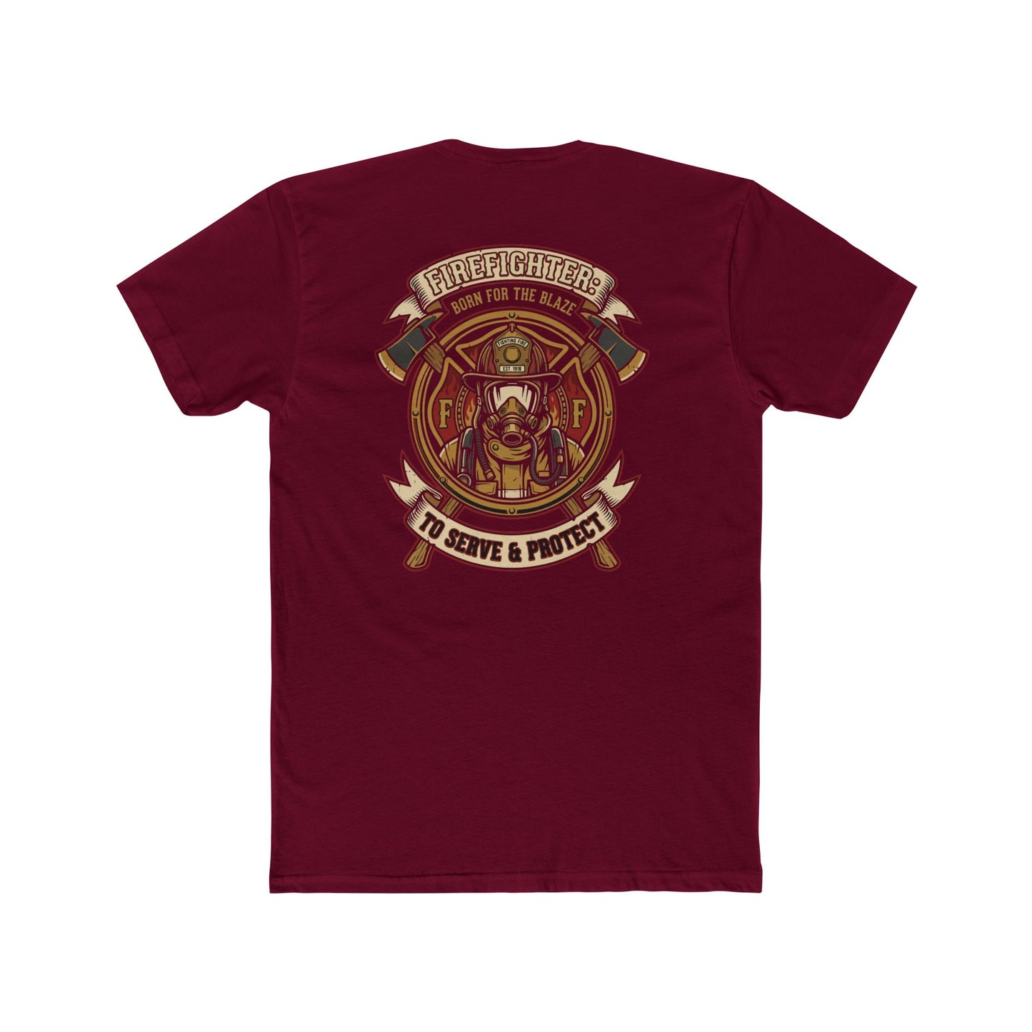 Firefighter Tribute Tee — 'To Serve & Protect' Helmet Maltese Cross Design