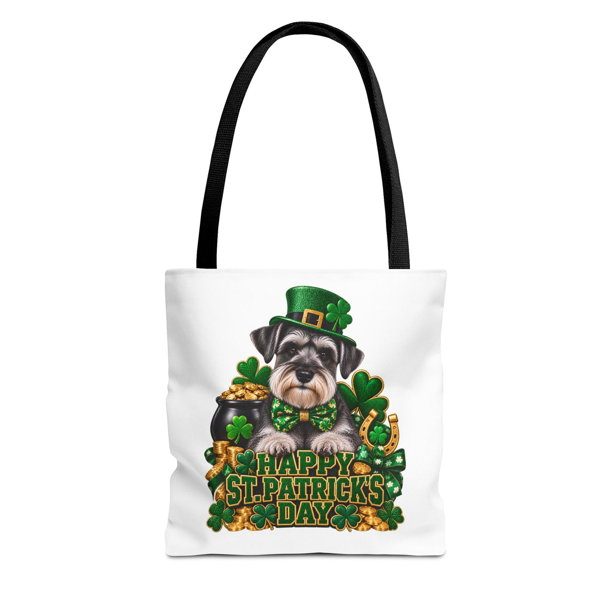 St. Patrick’s Day Schnauzer Tote Bag — Happy St. Patrick’s Day Shamrock & Gold Pot Gift