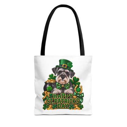 St. Patrick’s Day Schnauzer Tote Bag — Happy St. Patrick’s Day Shamrock & Gold Pot Gift
