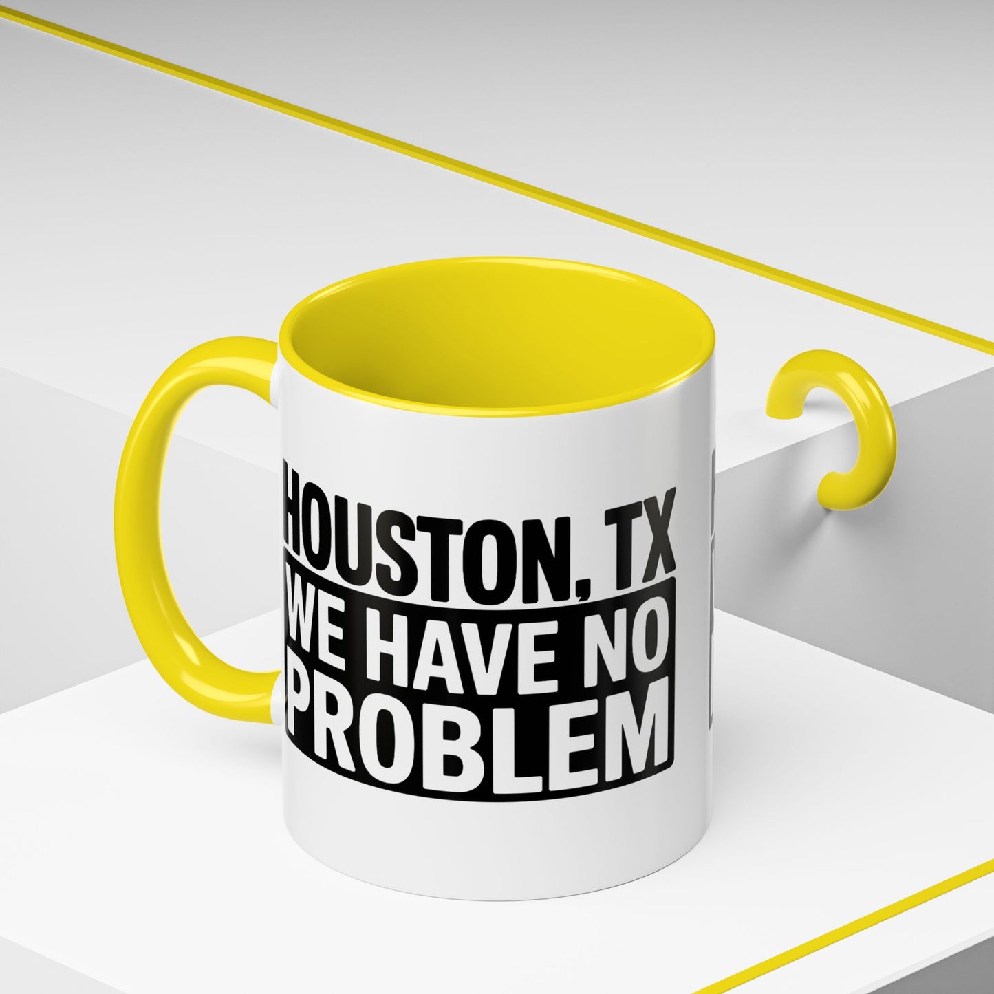 Houston, TX Coffee Mug — 'We Have No Problem' Bold Typography Accent Mug