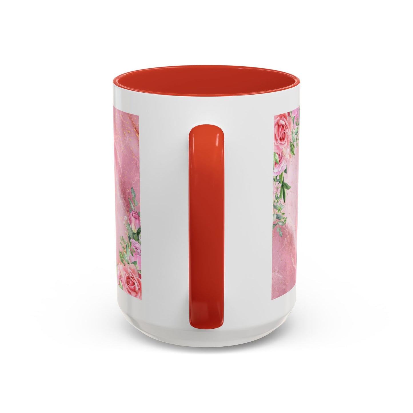 Mother’s Love Accent Coffee Mug — “A Mother's Love is the Heart of the Family” (Pink Floral, 11/15oz)