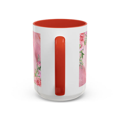 Mother’s Love Accent Coffee Mug — “A Mother's Love is the Heart of the Family” (Pink Floral, 11/15oz)