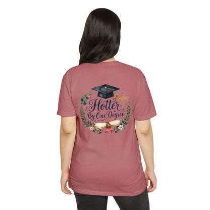 Graduation T-Shirt — "Hotter By One Degree" Cap & Diploma Design
