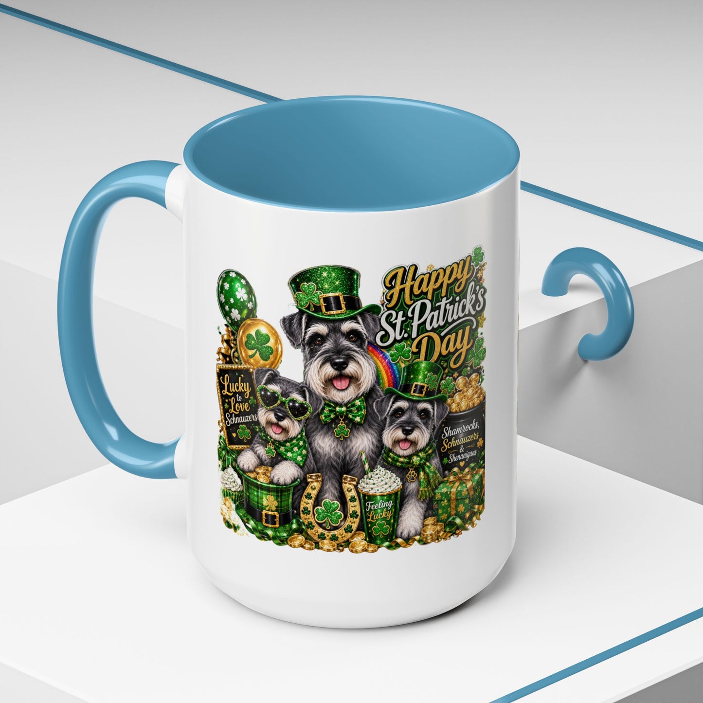 St. Patrick’s Day Dog Coffee Mug — Happy St. Patrick’s Day Accent Mug (11/15oz)