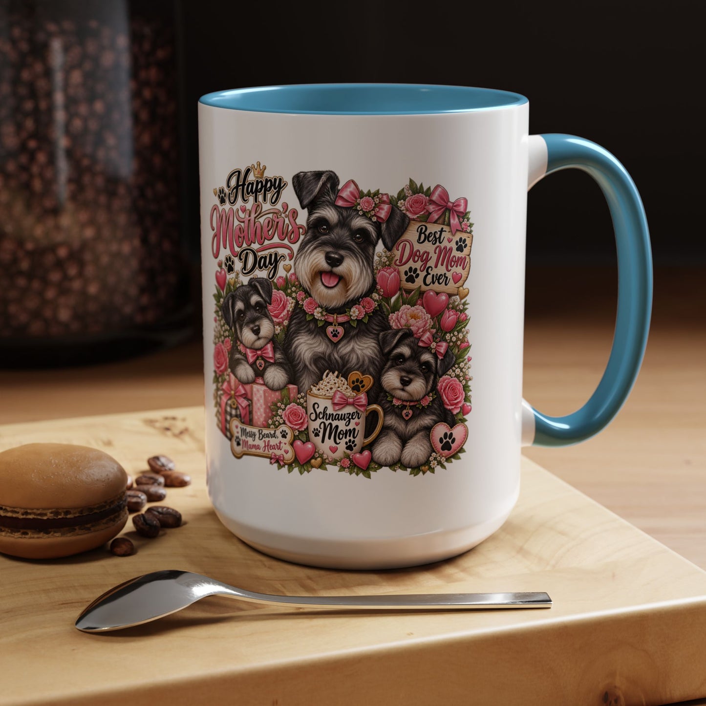 Mother's Day Schnauzer Coffee Mug — "Best Dog Mom Ever" Accent Mug (11/15oz)