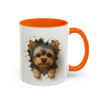 Yorkshire Terrier Peekaboo Coffee Mug – Cute Yorkie Dog Accent Mug (11/15oz)