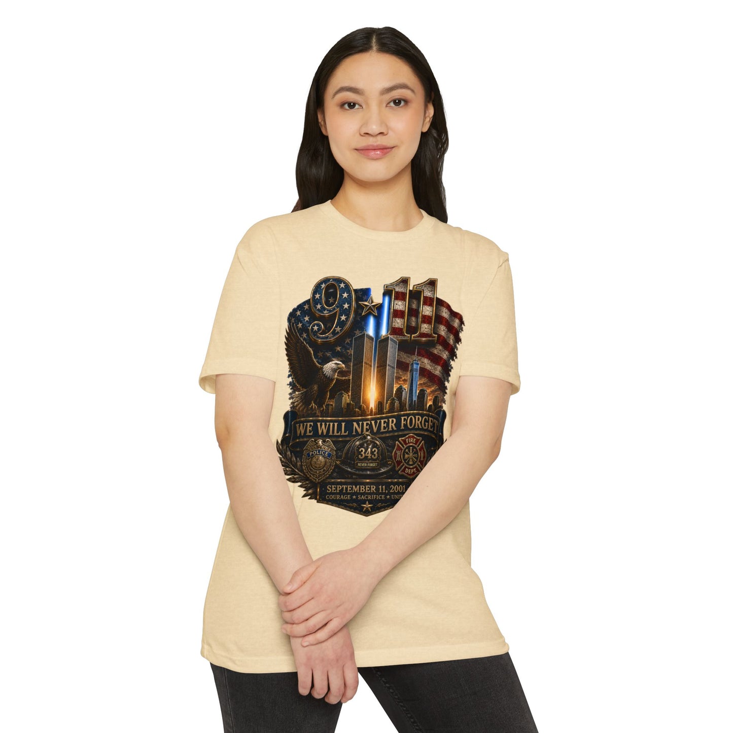 9/11 Memorial T-Shirt — "We Will Never Forget" Patriotic Tribute