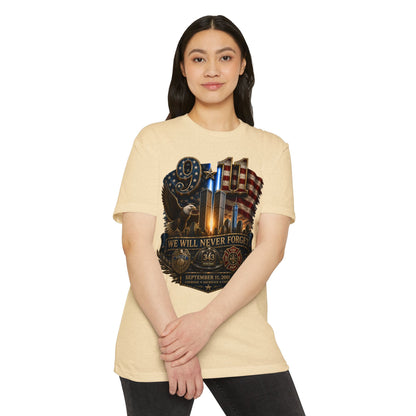 9/11 Memorial T-Shirt — "We Will Never Forget" Patriotic Tribute