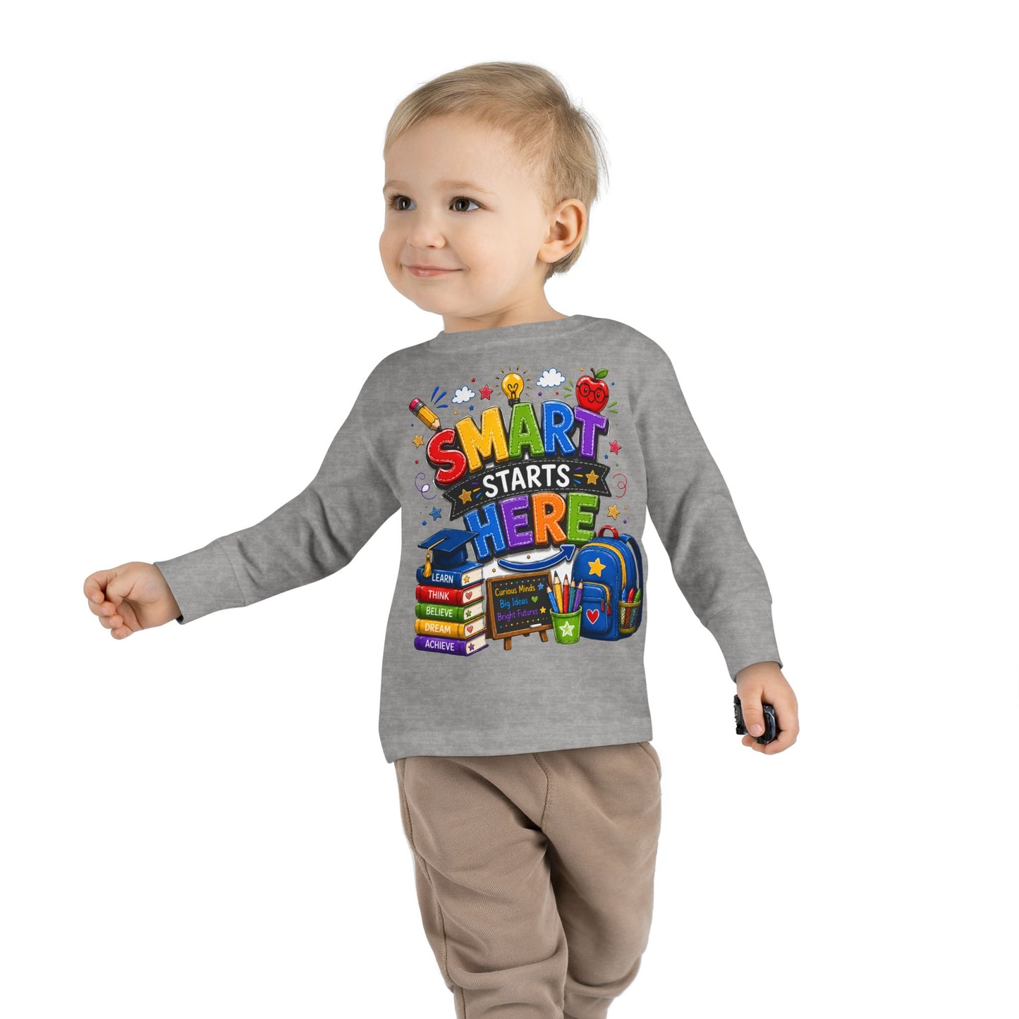 Smart Starts Here Toddler Long Sleeve Tee — Back-to-School Kids Shirt