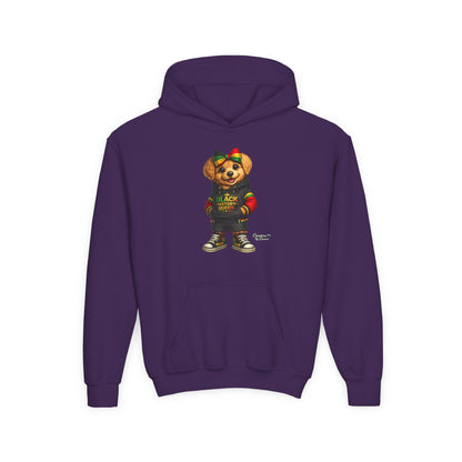 Youth Hoodie — Rasta Bear "Black History Greatness" Kids Pullover