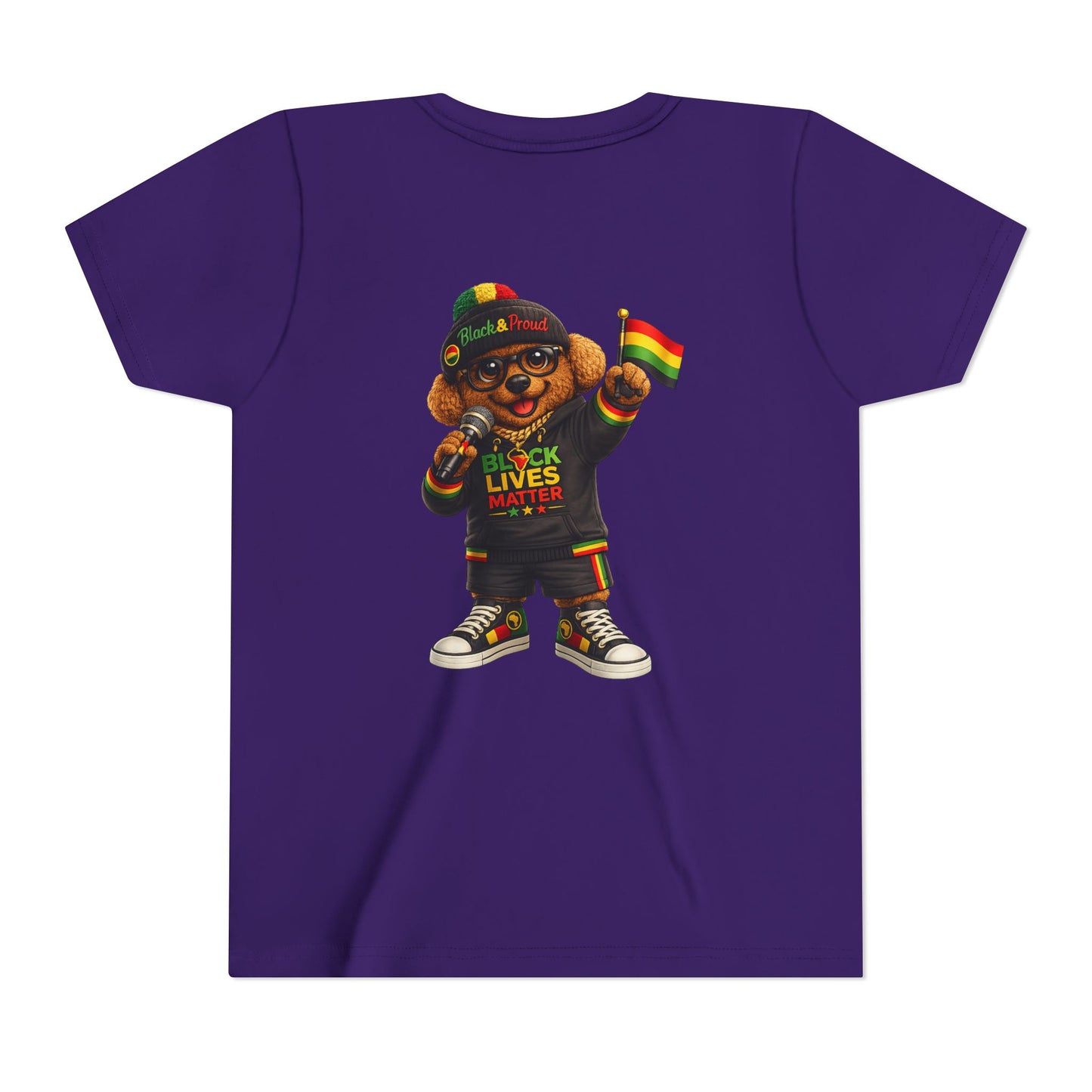 Youth Tee — Kid Bear Black Lives Matter Rasta Flag Shirt