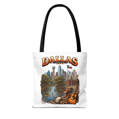 Dallas Texas Scenic Tote Bag – City Skyline & Guitar Souvenir Tote