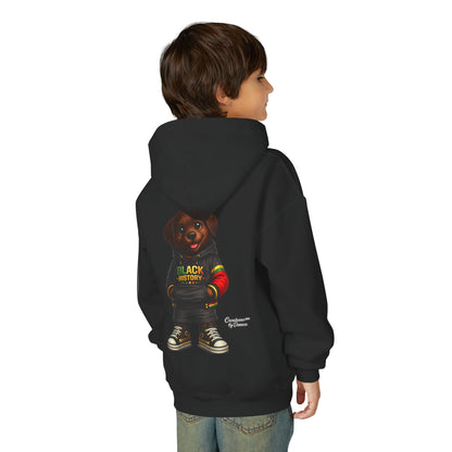 Youth Hoodie - Cute Rottweiler Puppy 'Black History' Graphic Sweatshirt for Kids