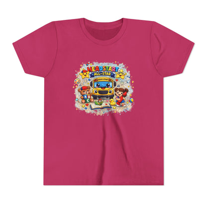 Youth Tee — "Headstart All-Star" Cute School Bus & Characters Back-to-School Shirt