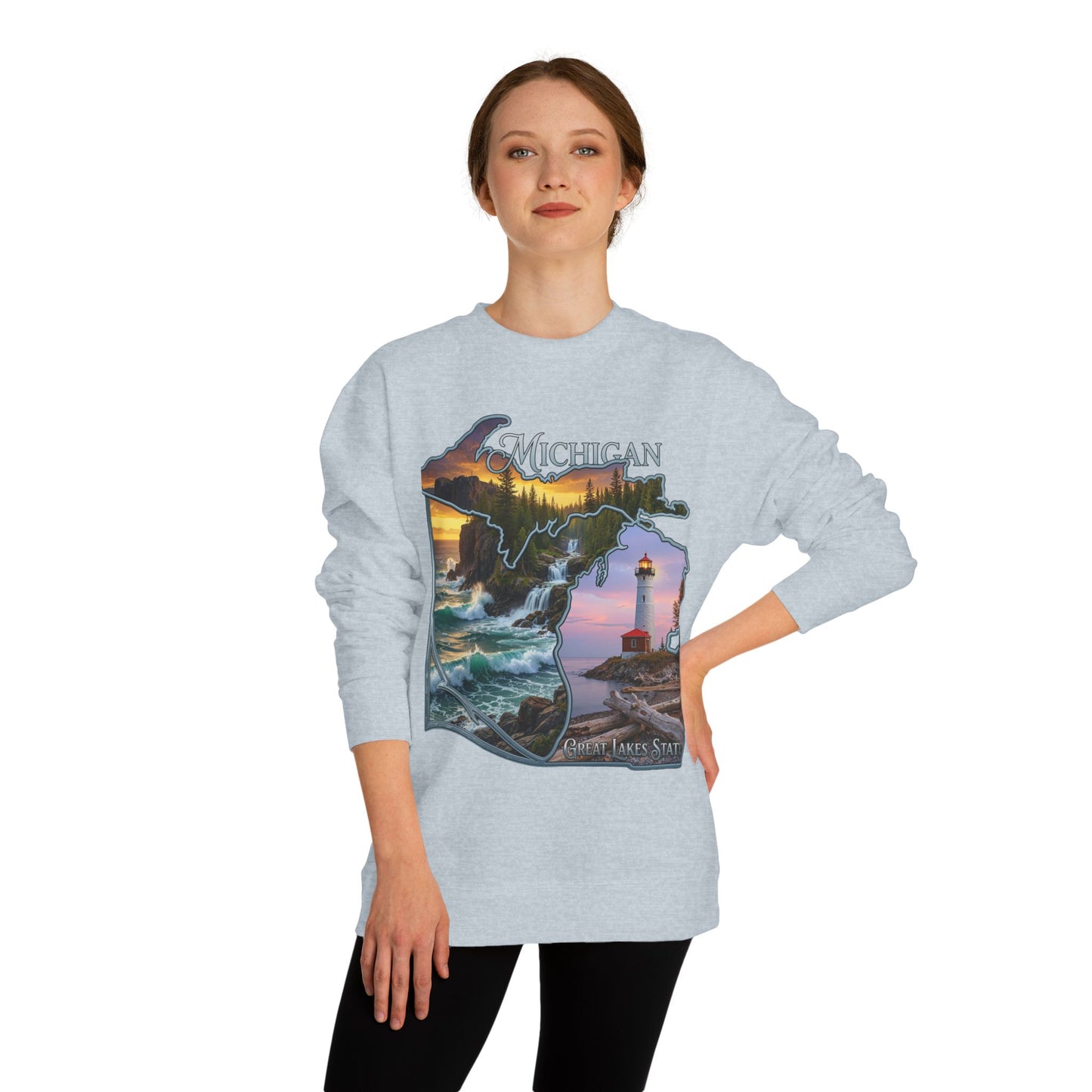 Michigan Lakes State Sweatshirt — Lighthouse & Great Lakes Scenic Pullover