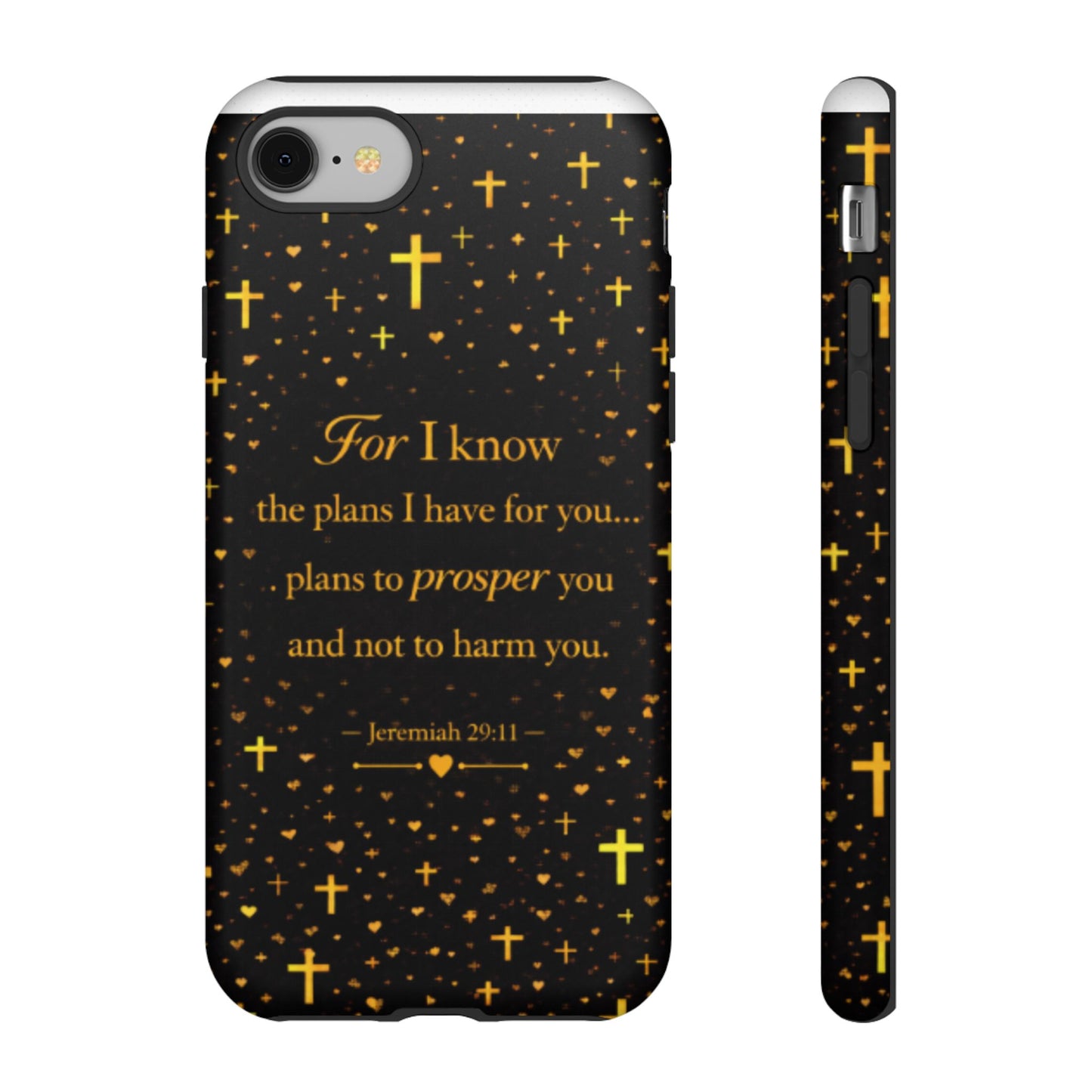 Phone Case — "For I Know" Jeremiah 29:11 Gold Cross Christian Tough Case