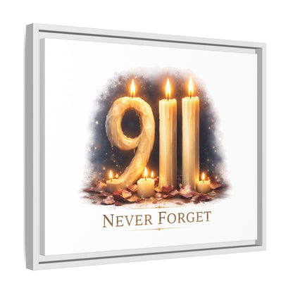 9/11 Never Forget Framed Canvas Print