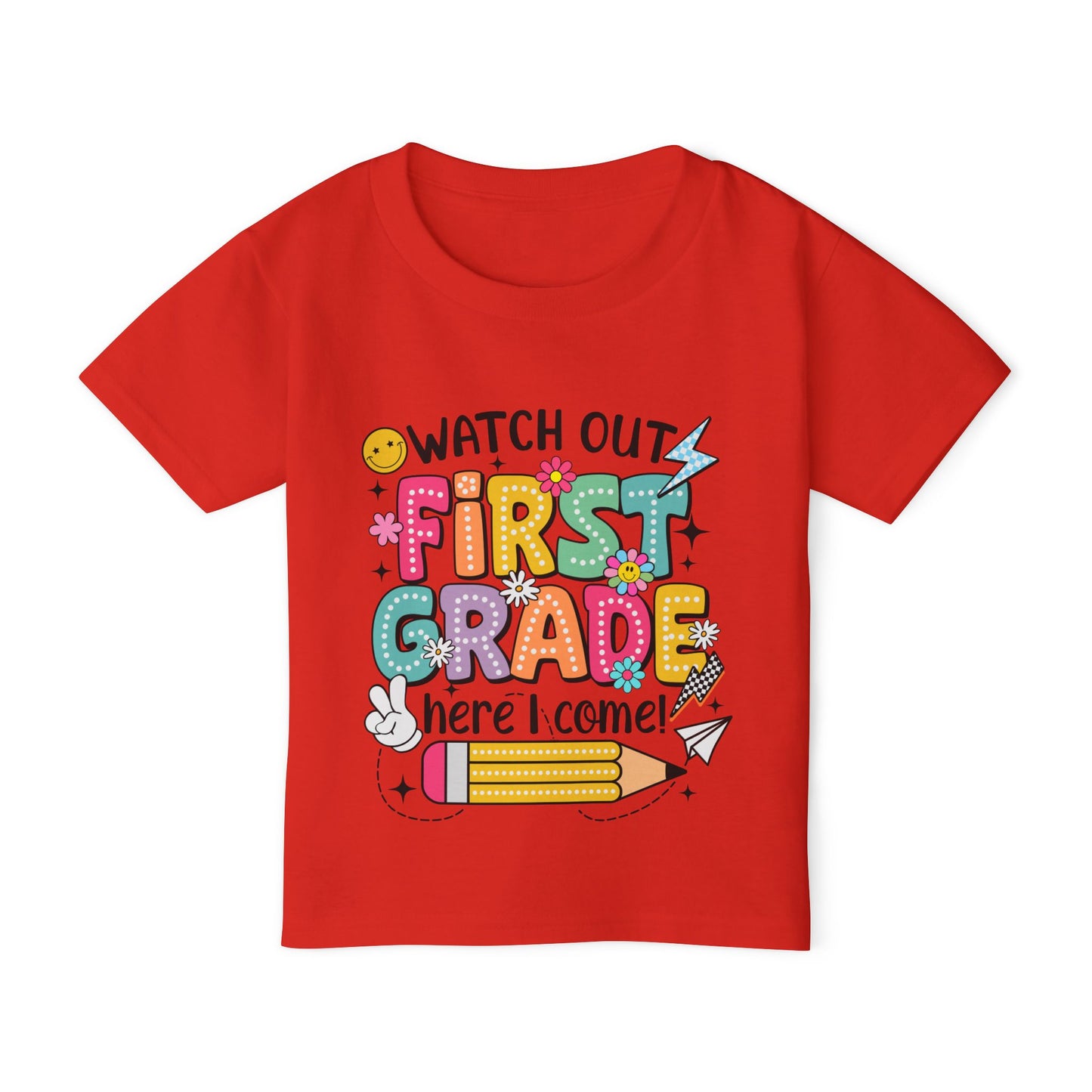 First Grade Toddler T‑Shirt – "Watch Out First Grade Here I Come!" Back‑To‑School Tee