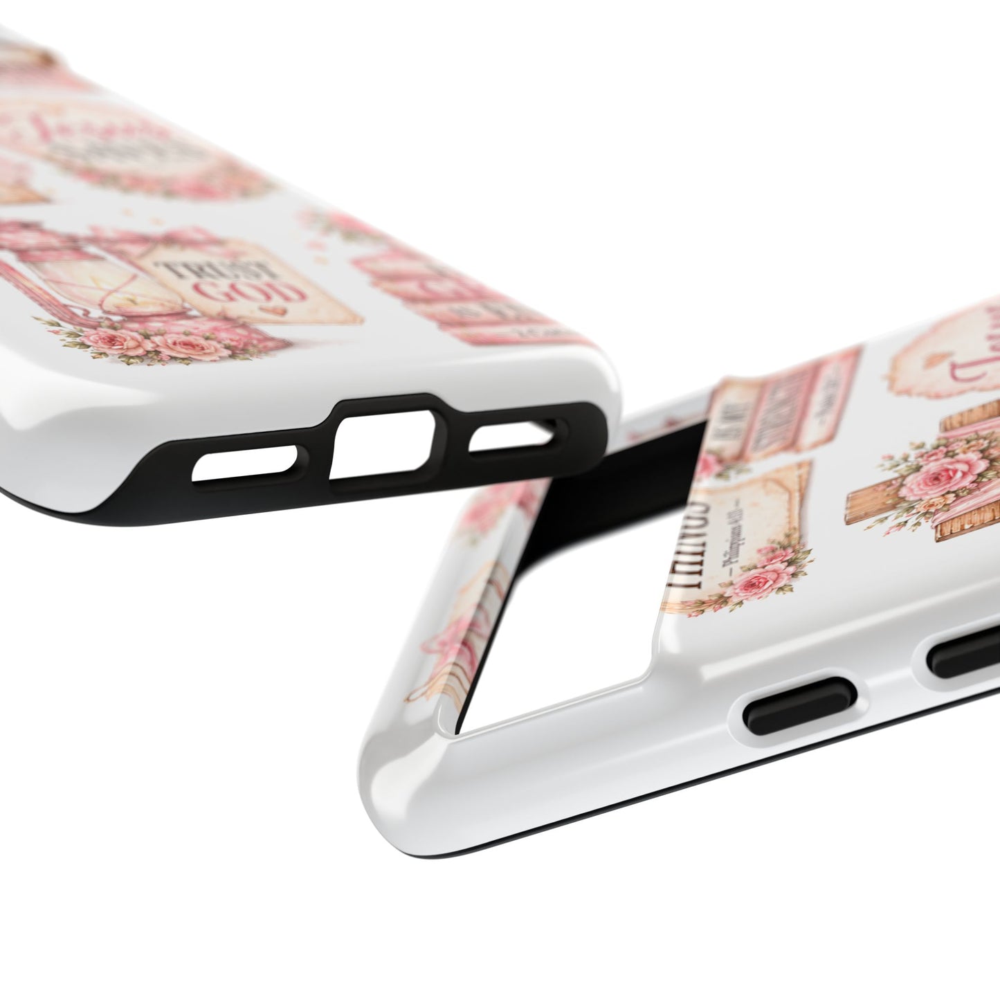 Christian Phone Case — Jesus Saves Floral Tough Case with 'God Is Within Her' & 'Trust God' Design