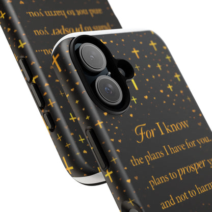 Phone Case — "For I Know" Jeremiah 29:11 Gold Cross Christian Tough Case