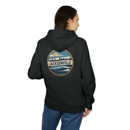 Jacksonville Skyline Hoodie — Vintage Beach Surf Circle Design