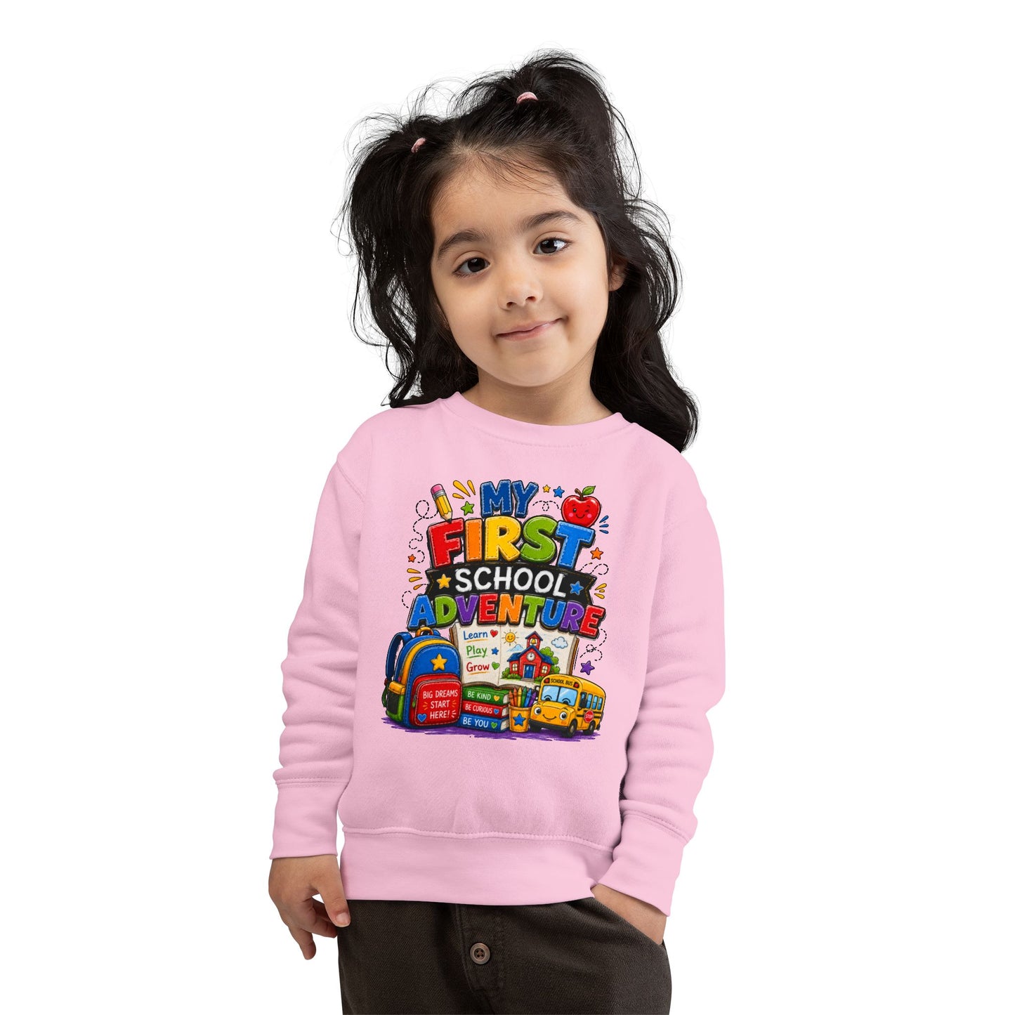 Toddler Sweatshirt — "My First School Adventure" Back-to-School Kids Sweatshirt