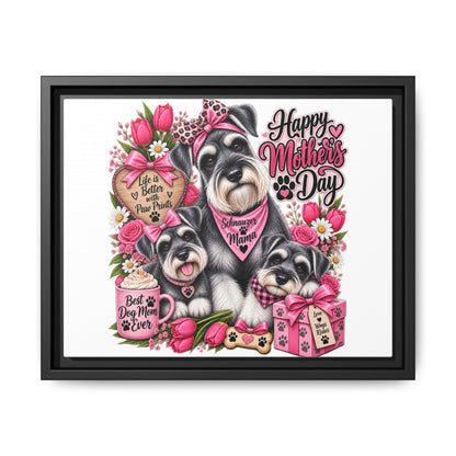 Happy Mother’s Day Schnauzer Canvas — Framed Matte Wall Art