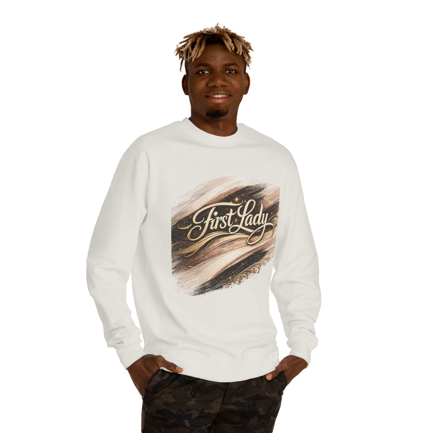 First Lady Crewneck Sweatshirt — Elegant Brushstroke Script Design