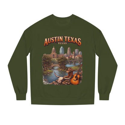 Austin Texas Sweatshirt — Vintage Cityscape & Guitar Crewneck